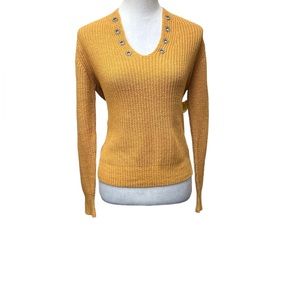 Sage & Vicky Long Sleeve Sweater w/ Rhinestones / Color: Mustard / Size:Large